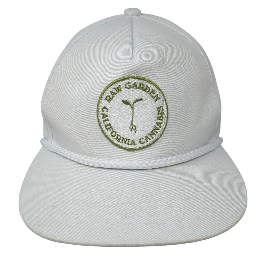 Raw Garden California Cannabis Snapback 5 Panel Cap White OS Rope Academy Fits